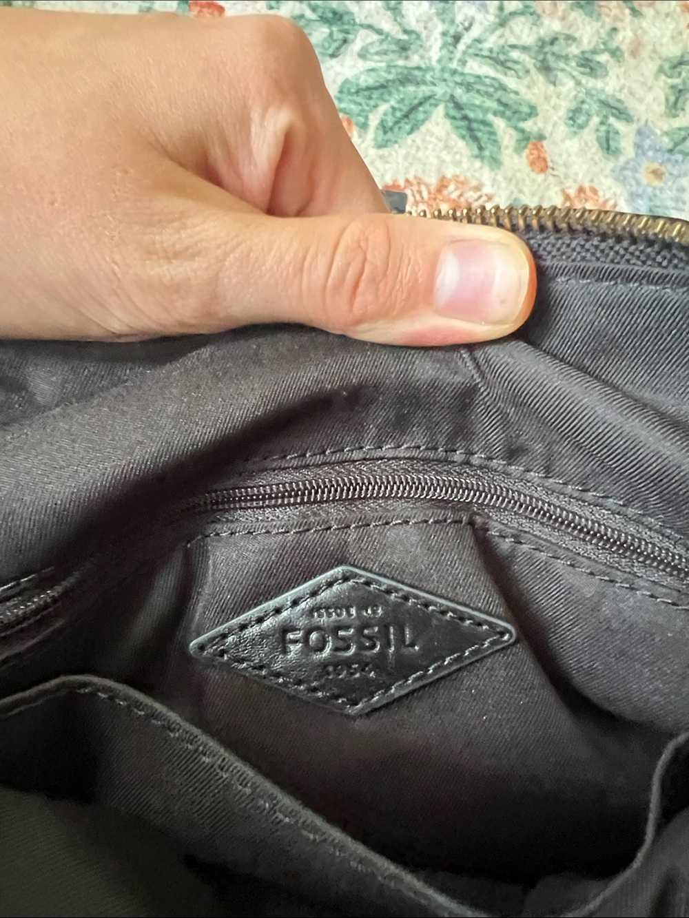 Striped Fossil Crossbody Bag with Leather Details - Picture 3 of 10